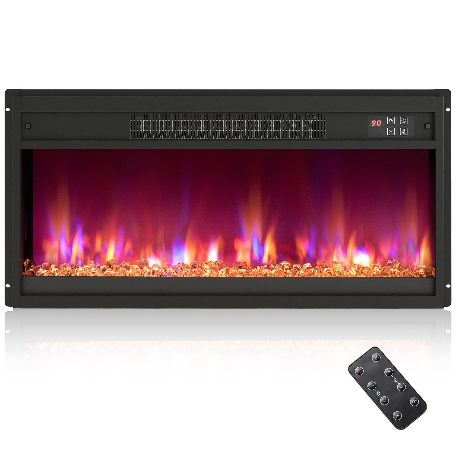 Tangkula 26” Electric Fireplace Insert with Remote Control